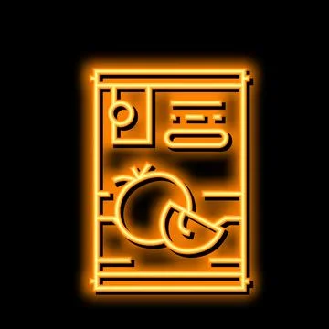 Tomato paste neon glow icon illustration Stock Illustration