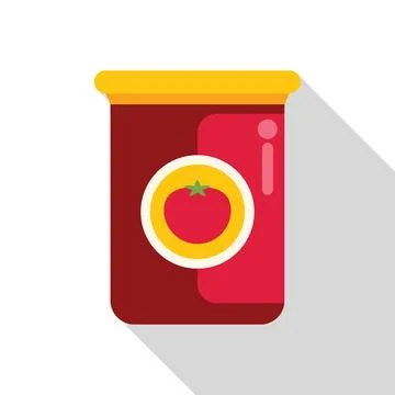 Tomato paste or puree in a tin can with label showing a ripe tomato Stock Illustration