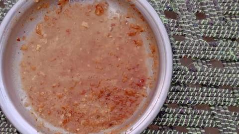 Tomato Paste on Plate Close-Up 库存影片 347925378