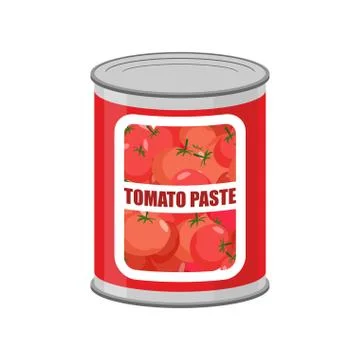 Tomato paste tin can. Canned food with tomatoes Stock Illustration