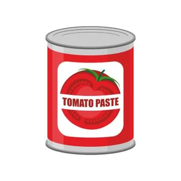 Tomato paste tin can. Canned food with tomatoes Stock Illustration
