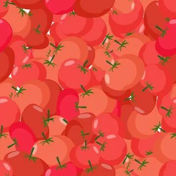 Tomato pattern. Seamless background with red tomatoes. Vector texture Stock Illustration