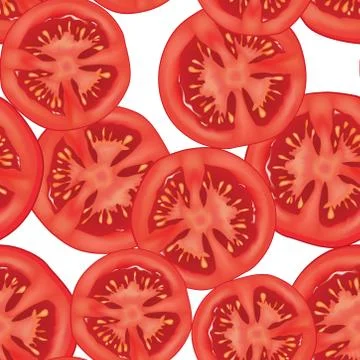 Tomato pattern. Vegetable seamless background. Cook vegan ingredient texture Stock Illustration