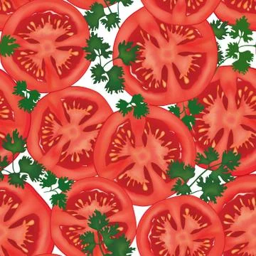 Tomato pattern. Vegetable seamless background. Cook vegan ingredient texture Stock Illustration
