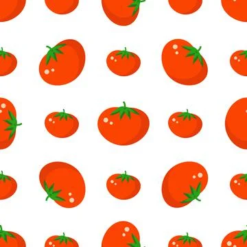 Tomato pattern on white background for design of culinary website Stock Illustration