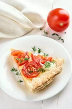 Tomato pie slice Stock Photos