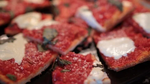 Tomato pie squares close up 스톡 동영상 97096573