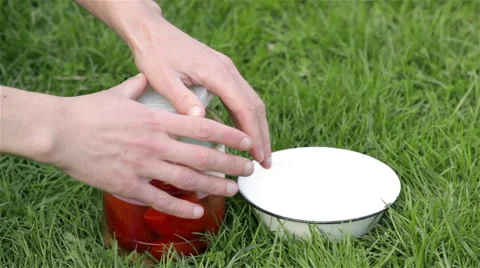 Tomato pull out with jars Stock Footage 62347620