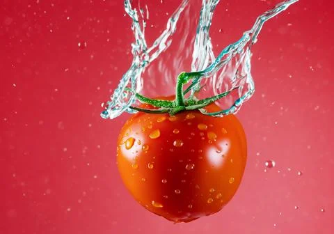 Tomato on Red background Stock Photos