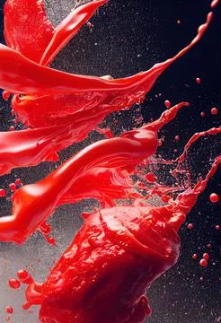 Tomato red sauce explosion, splash through flying tomatoes. Ketchup, passata, Stock Illustration
