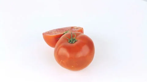 Tomato rotates on a white background Stock Footage 50618703