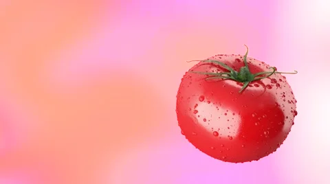 Tomato rotating on a pink background 3D render Stock-Footage 62551231