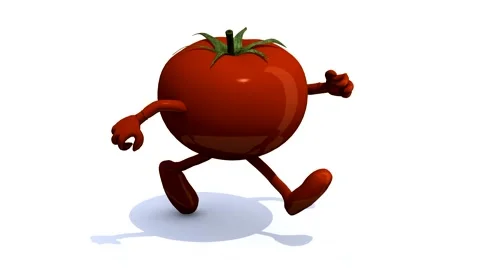 Tomato that runs, 3d animation loop Stock Footage 131734500