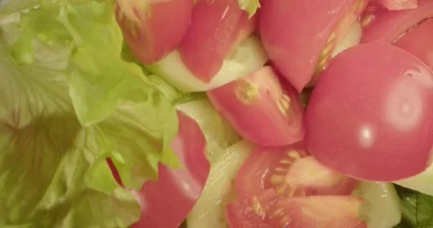 Tomato salad close up shot Stock Footage 261355594