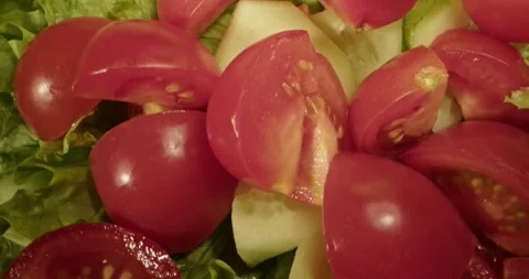 Tomato salad close up shot Stock Footage 261355599