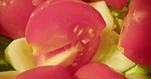 Tomato salad close up shot Stock Footage 261355632