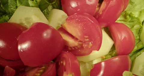 Tomato salad close up shot Stock Footage 261355669