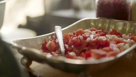 Tomato Salad Close Up in a Tray Stock Footage 105725872