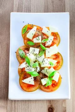 Tomato Salad with melon Stock Photos