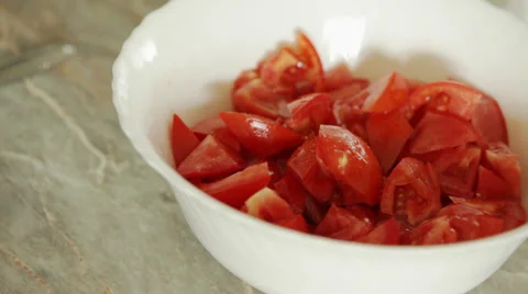 Tomato salad mixing Stock Footage 35918024