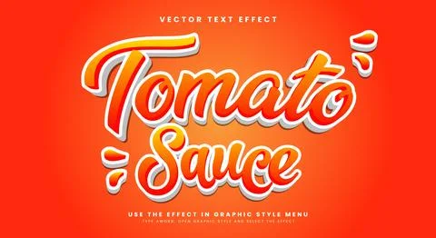 Tomato sauce 3D editable text effect template Stock Illustration