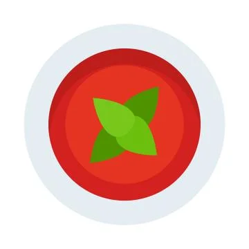 Tomato sauce with basil flat icon vector isolated Stock Illustration