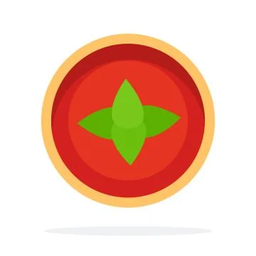 Tomato sauce with basil in a round container vector flat isolated Illustrazione stock
