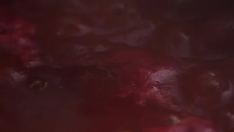 Tomato sauce boiling slow motion Stock Footage 131859224