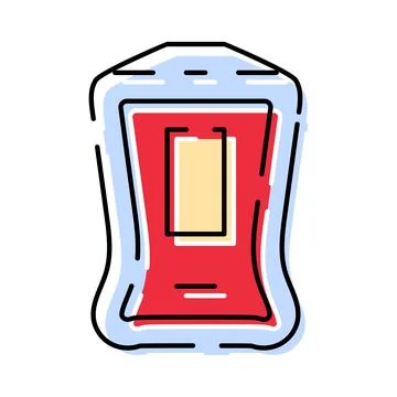 Tomato sauce condiment packet line art illustration Stockillustratie