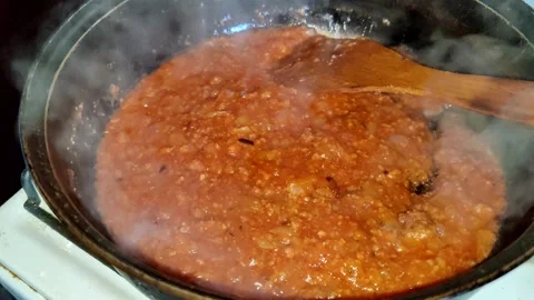 Tomato sauce with meat Stock Footage 227722460