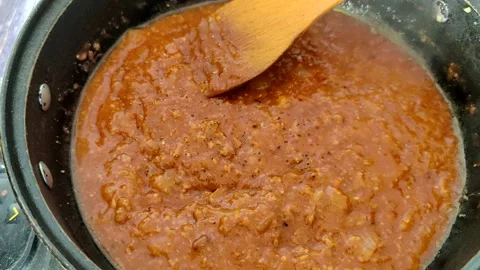 Tomato sauce with meat, spice Stock Footage 227721656