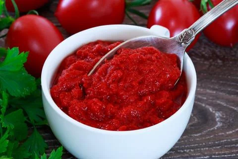 The tomato sauce 库存照片