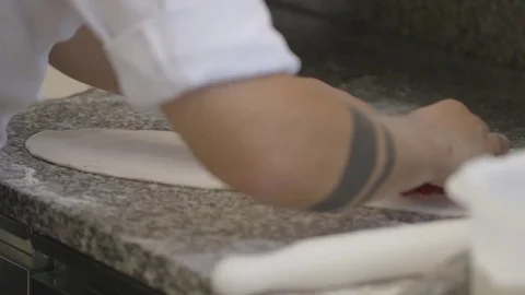 Tomato sauce pizza making Stock Footage 71544510