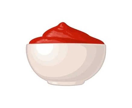 Tomato sauce in plate. Vector flat illustration isolated on white Stock Illustration