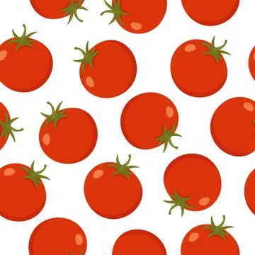 Tomato Seamless Pattern, Vector Illustration. Red Vector Background with Ripe Illustrazione stock