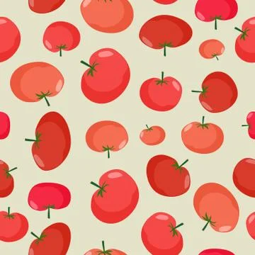 Tomato seamless pattern. Vegetable vector background red tomatoes Illustrazione stock