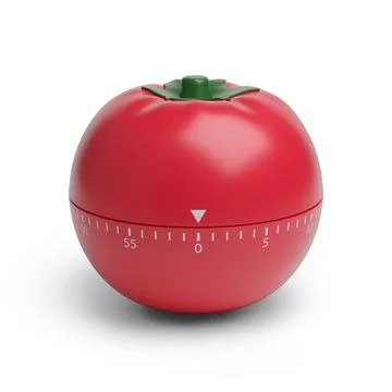 Tomato shaped kitchen timer isolated on white background. Pomodoro techniqu.. Stock Photos