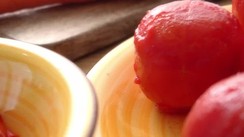 Tomato Skins in Bowl. Stock Footage 255665283