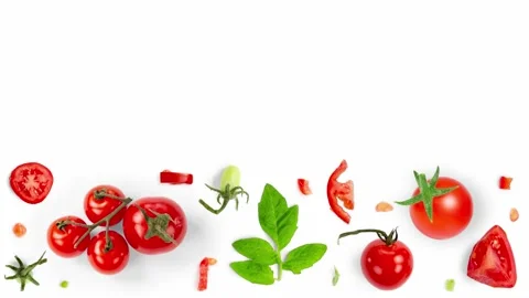 Tomato Slice and Leaf Collection Video stock 171444474
