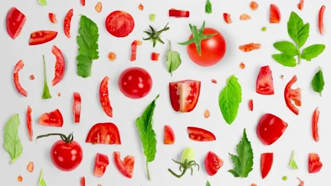 Tomato Slice and Leaf Collection Stock-Footage 202201464