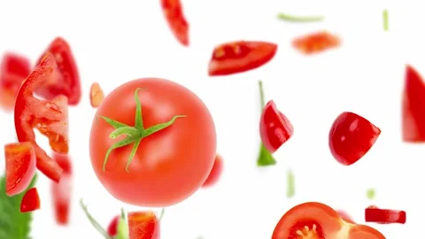 Tomato Slice and Leaf Stream Stock Footage 178941316