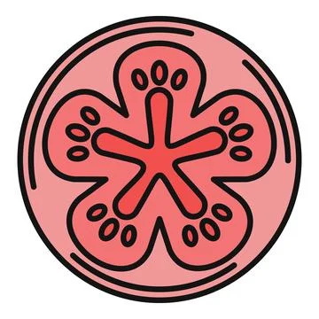 Tomato slice cross section icon illustrating vegetable food Illustrazione stock