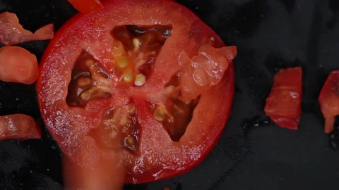 Tomato slice , extreme close up Stock Footage 257180414