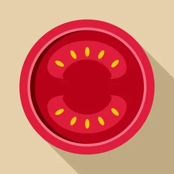 Tomato slice flat design icon with long shadow Stock Illustration