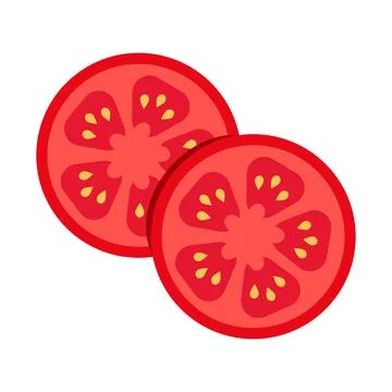 Tomato Slice Flat Design Isolated On White Background Stock Illustration