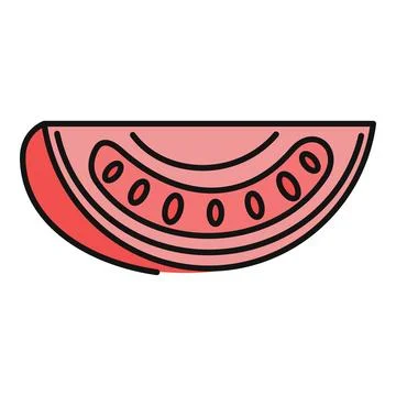 Tomato slice flat line icon vector illustration Stock Illustration