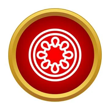 Tomato slice icon in red circle button Stock Illustration