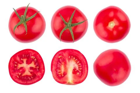 Tomato slice isolated on white background. Stock Photos