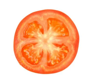 Tomato slice isolated on white background, top view, Half tomato on a white Stock Photos