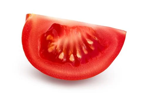 Tomato slice isolated on white background with clipping path and full depth of Stock Photos